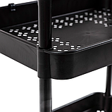 Етажерка мобільна на колесах, полиця органайзер чотириярусна пластикова 41х25х101см, чорна, фото 9