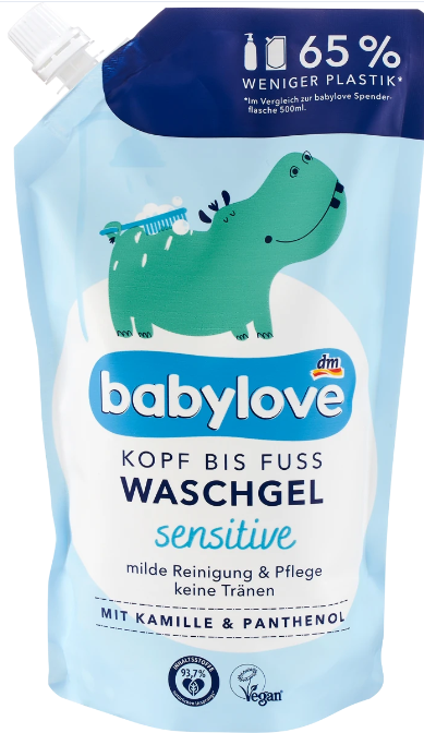 Гель для купання Babylove «від голови до ніг» Sensitive, тетра пак 500 мл, фото 1