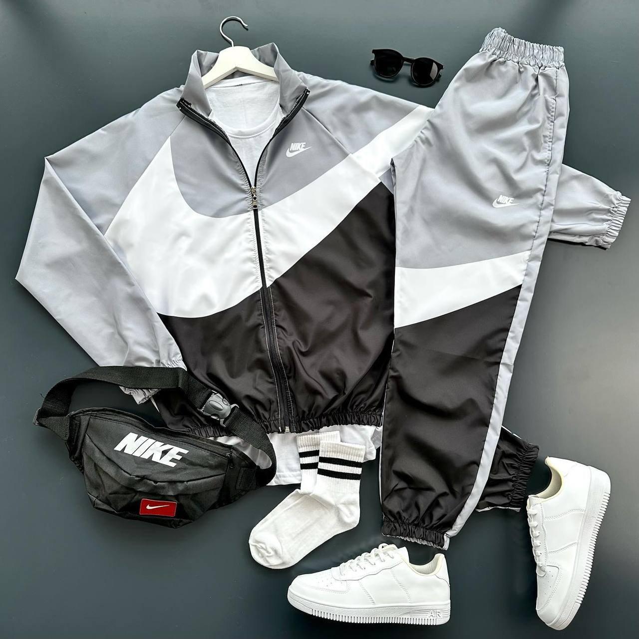 Чоловічий спортивний костюм найк Nike плащовка ретро сірий