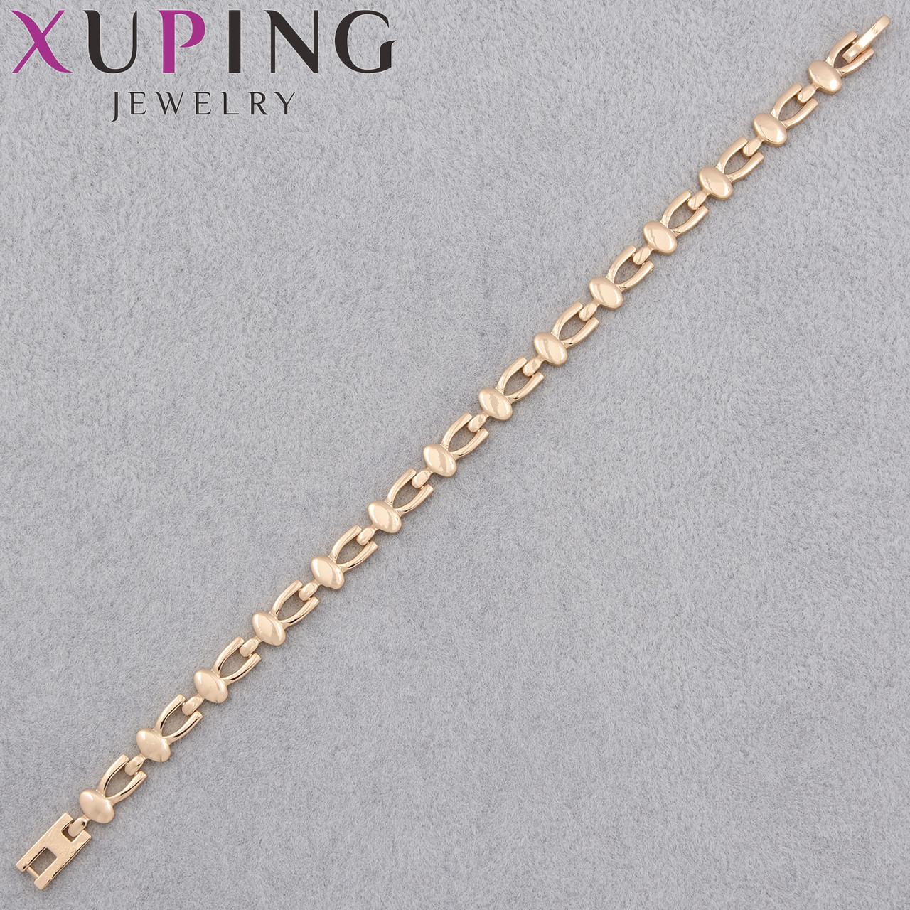 Браслет золотистого цвета Xuping Jewerly 14К гладкий с узорами застёжка шарнир длина 19 см ширина 6 мм