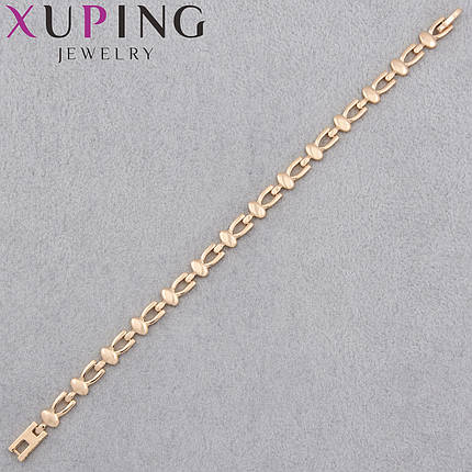 Браслет золотистого цвета Xuping Jewerly 14К гладкий с узорами застёжка шарнир длина 19 см ширина 6 мм, фото 1
