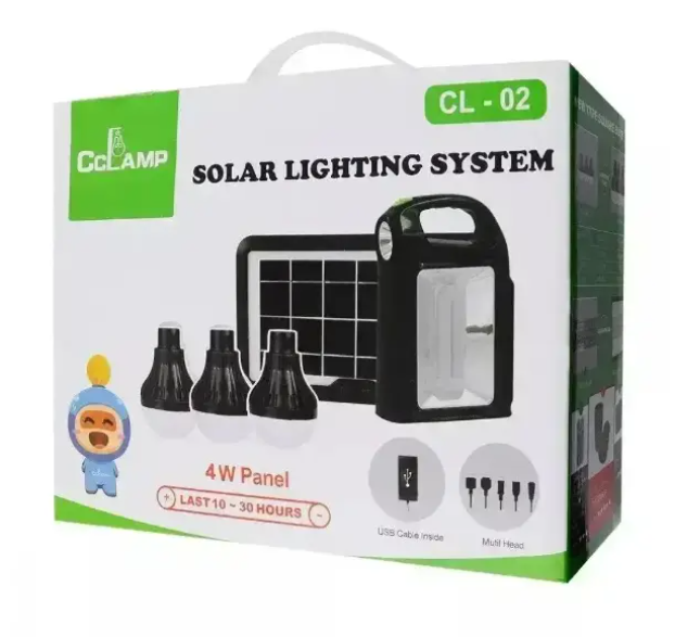 Мобільний світлодіодний ліхтар з power bank з виносними лампочками Cclamp cl-02 на сонячній батареї для дому