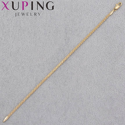 Браслет золотистого цвета Xuping Jewerly 14К плетение косичка застёжка карабин длина 17.5 см ширина 2 мм, фото 1