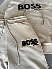 Спортивний костюм Boss чоловічий худі з капюшоном штани на манжеті щільний брендовий бежевий костюм для хлопця, фото 6