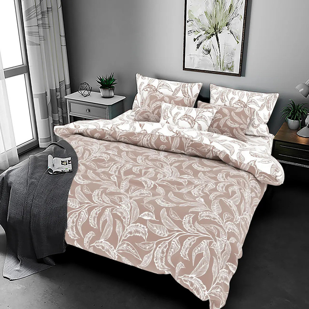 Постільний комплект двоспальний 180х220 Дихання осені (23167) Бязь Ранфорс з компаньйоном, фото 1