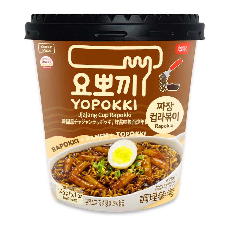 Корейські рапоккі у стакані з соусом чаджан, Yopokki, 145 г