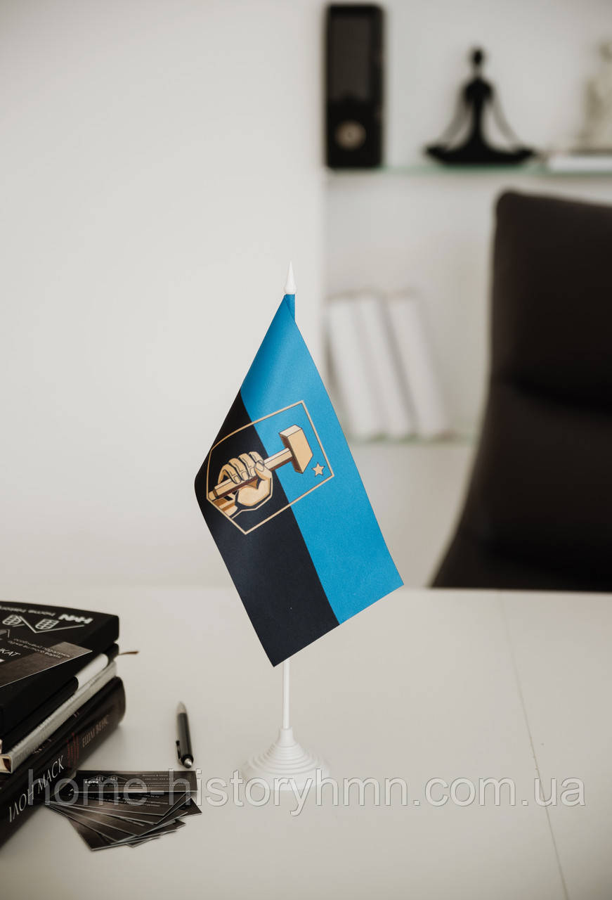 Настільний прапор Донецька із пластиковим тримачем