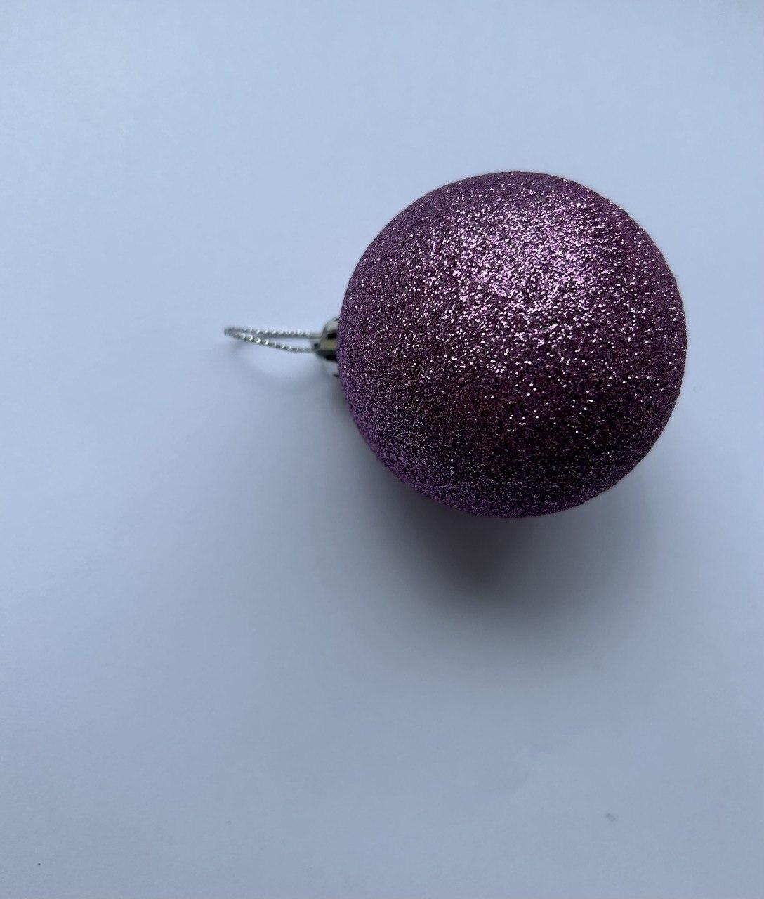 Ялинкова іграшка куля глітерна бірюзова діаметр 6 см -, фото 1