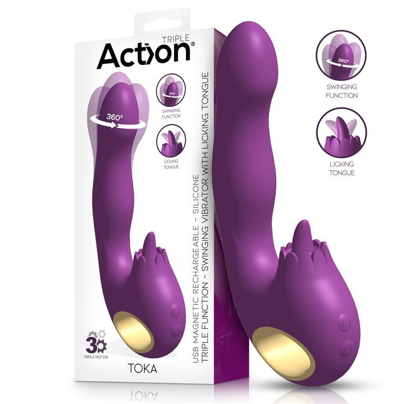ACTION TOKA VIBE WITH SWINGING 360 AND STIMULATING LICKING TONGUE, фото 1