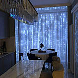 Гірлянда роса usb, Гірлянда штора 3 на 3, Гірлянда водоспад штора, Новорічні гірлянди для прикраси будинку, фото 6