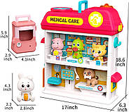 Ігровий набір "Ветеринарна клініка" (2 поверхи, 6 тварин-пацієнтів, муляж їжі, вертоліт, світло, звук) YY 6028, фото 5