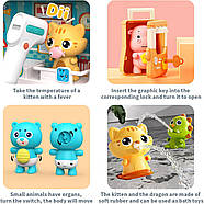 Ігровий набір "Ветеринарна клініка" (2 поверхи, 6 тварин-пацієнтів, муляж їжі, вертоліт, світло, звук) YY 6028, фото 4