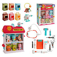 Ігровий набір "Ветеринарна клініка" (2 поверхи, 6 тварин-пацієнтів, муляж їжі, вертоліт, світло, звук) YY 6028, фото 6