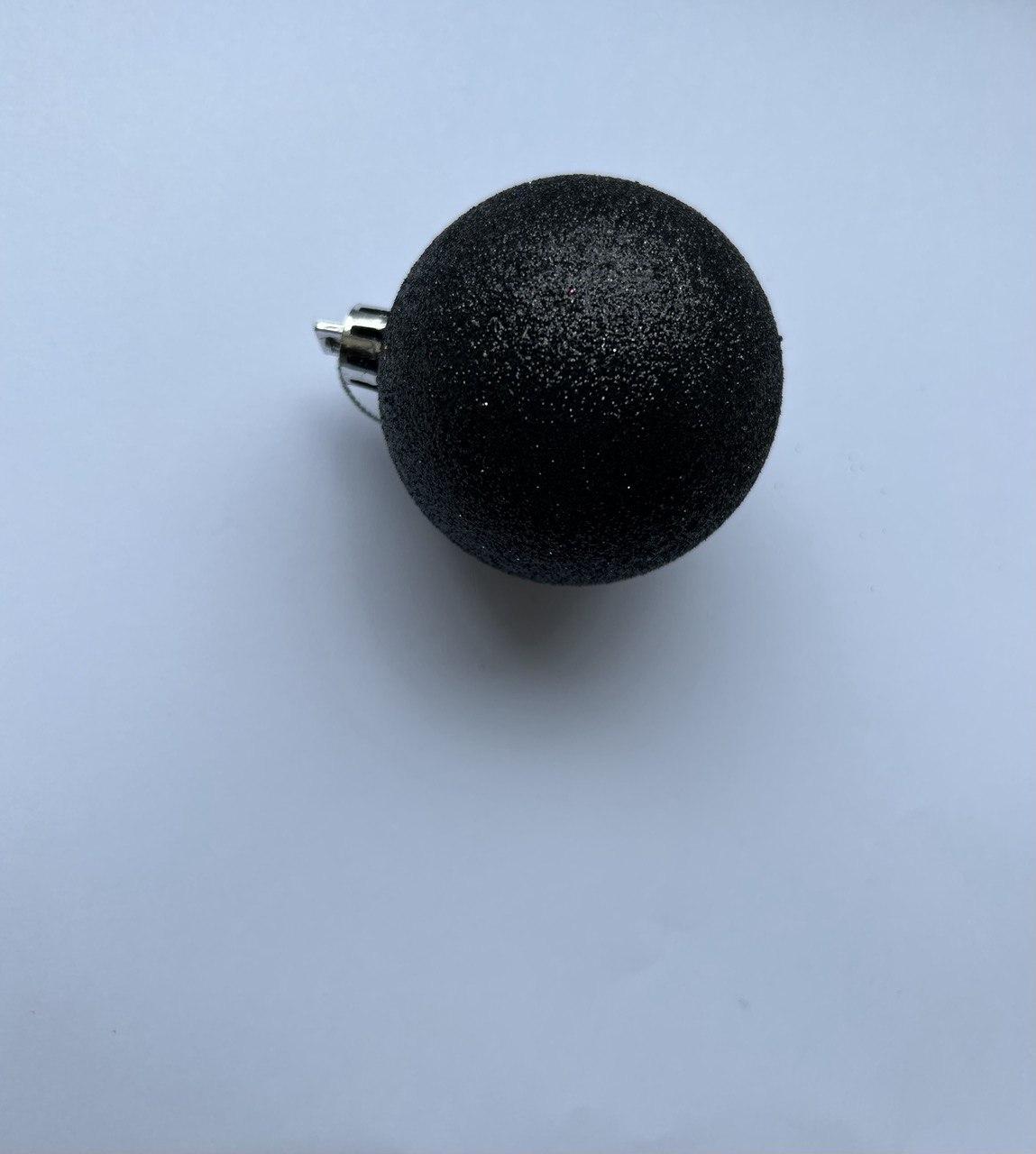 Оригінальна глітерна куля на ялинку чорна діаметр 6 см - 10, фото 1