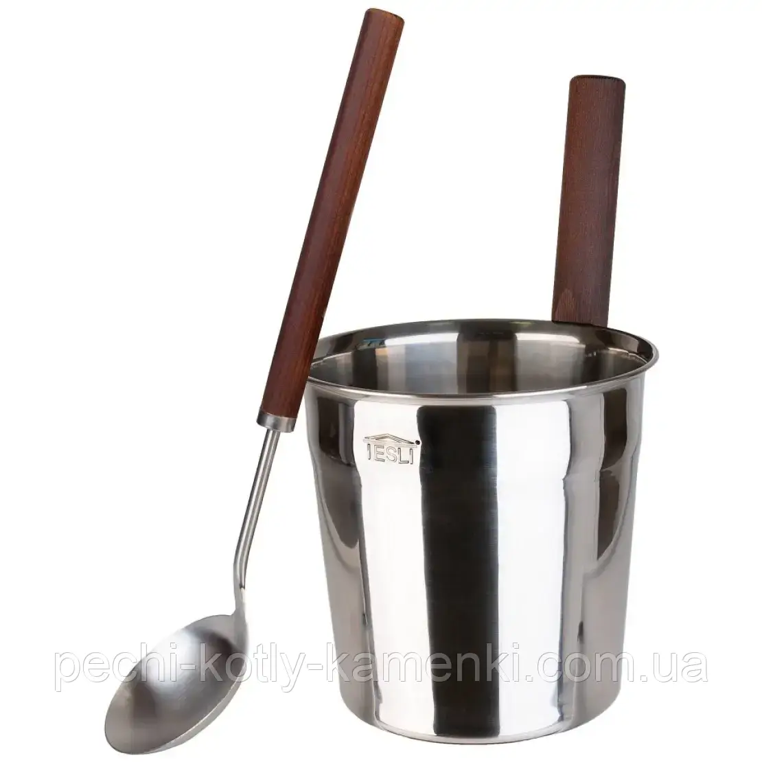 Шайка для лазні та сауни і черпак - набір термодеревина + нержавіюча сталь