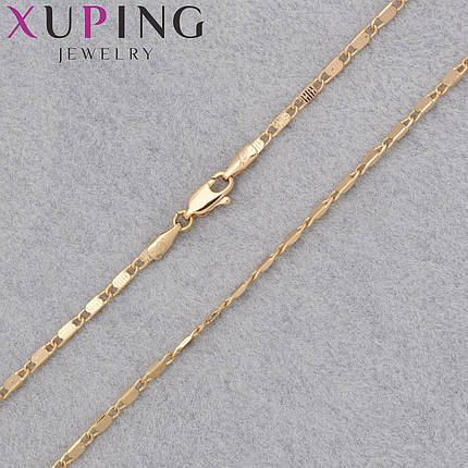 Цепочка Xuping Jewerly длина 45 см ширина 2 мм медицинское золото декоративное плетение застёжка карабин, фото 1