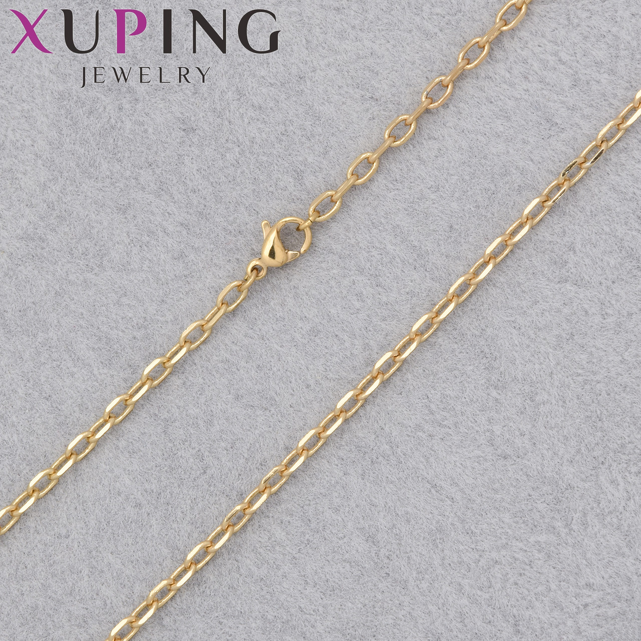 Цепочка Xuping Jewerly длина 45 см ширина 3 мм медицинское золото якорное плетение застёжка карабин