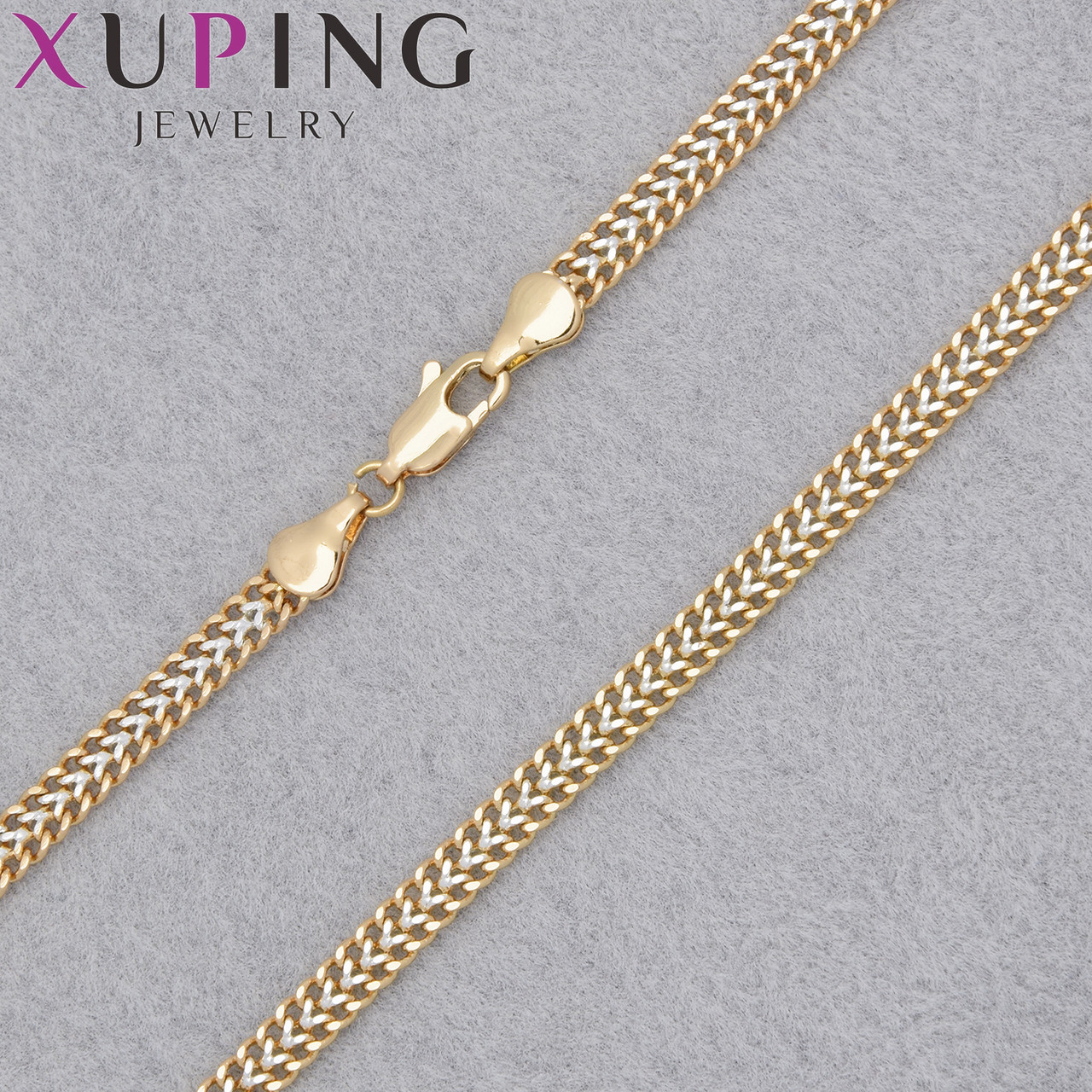 Цепочка Xuping Jewerly длина 45 см ширина 4 мм комбинированного цвета плетение жгутик застёжка карабин