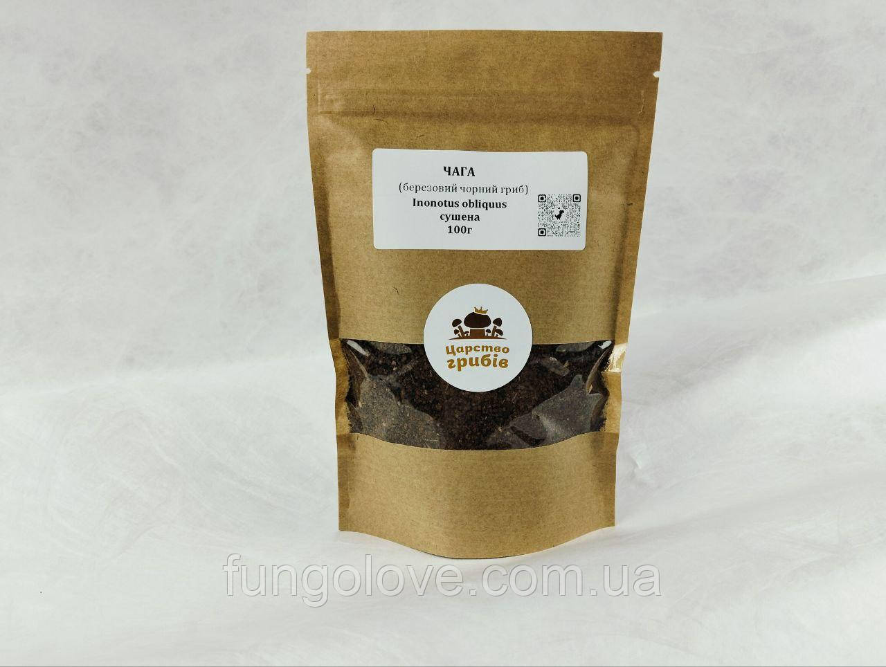 Чага або березовий чорний гриб (Inonotus obliquus) мелений, 100г, фото 1
