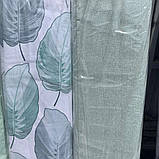 Двоспальна постільна білизна на гумці 180х220 Зелене листя (23191) Бязь Ранфорс з компаньйоном, фото 3
