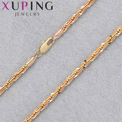 Цепочка Xuping Jewerly длина 45 см ширина 3 мм медицинское золото декоративное плетение застёжка карабин, фото 1