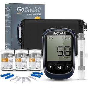 GoChek2 Глюкометр для вимірювання рівня глюкози в крові, набір для тестування на діабет 50 полосок, фото 1