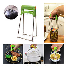 Захват щипці KitchenWare універсальні 3в1 ухват із пластиковою ручкою для банок, мисок, каструль