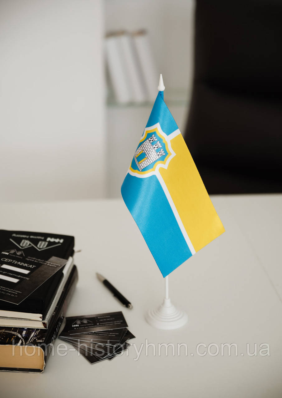 Настільний прапор Житомира із пластиковим тримачем
