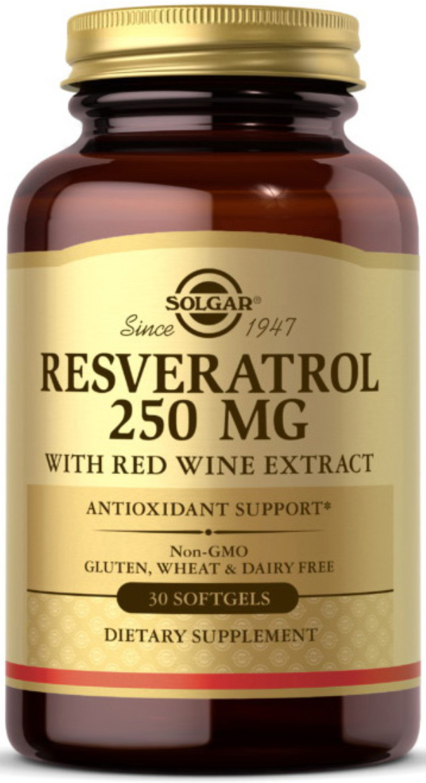 Ресвератрол Solgar Resveratrol 250 mg з червоним wine extract 30 капсул, фото 1