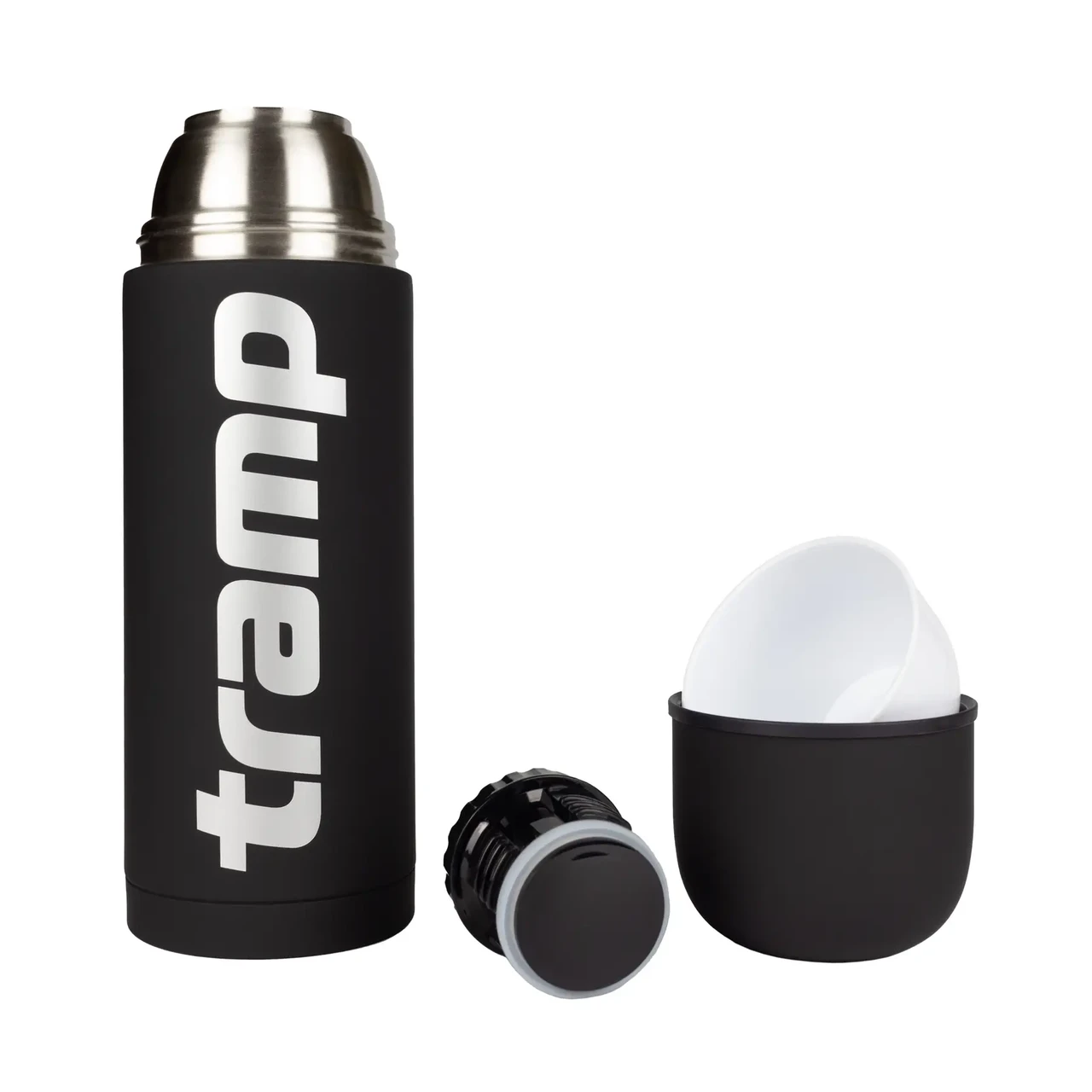 Термос Tramp з гумовим покриттям Soft Touch 1,2 л, чорний, фото 1