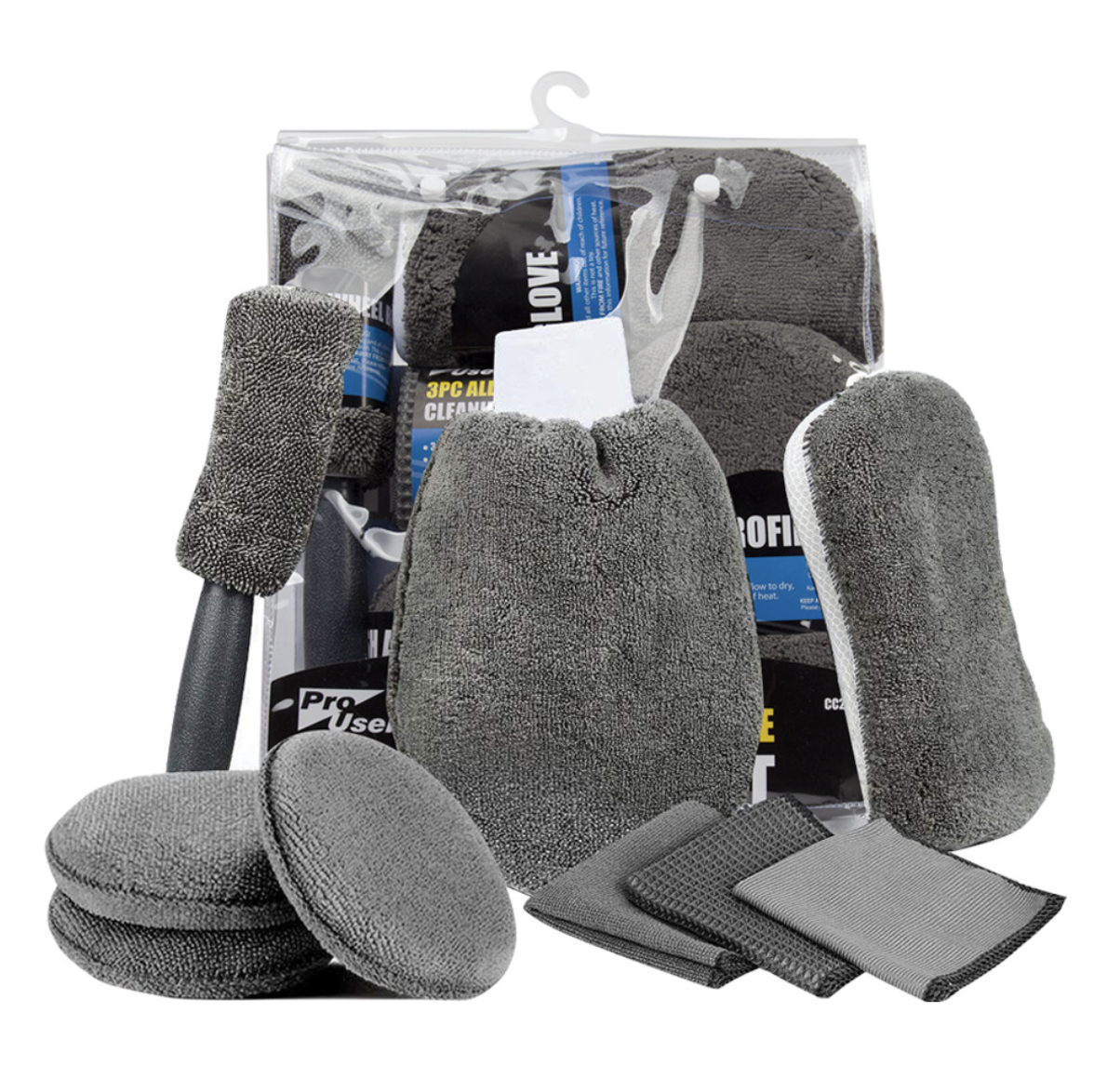 Автомобільний набір з мікрофібри для миття та догляду за авто, 9 шт, фото 1