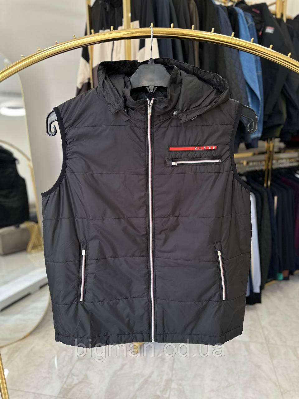 Чоловіча демісезонна жилетка Olser 4105 батал 6-10XL чорна