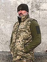 Чоловіча тактична жилетка на флісі рипстоп піксель Армейська безрукавка для військових на синтепоні камуфляж