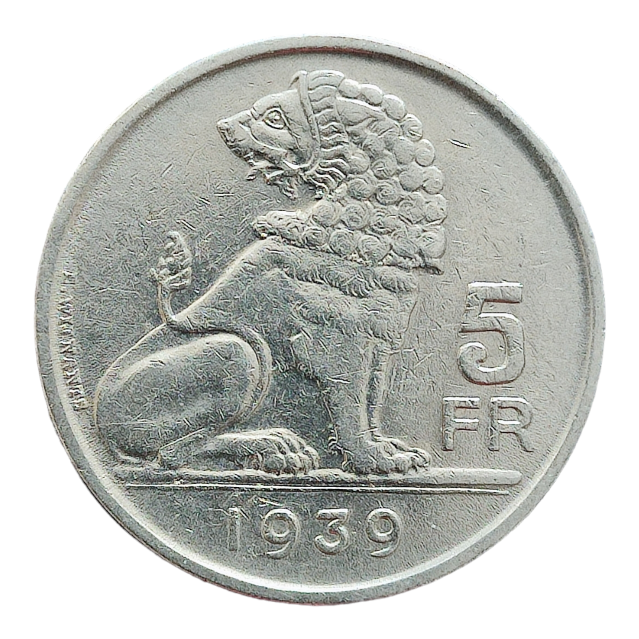Бельгія 5 франків 1939 Напис - "BELGIQUE - BELGIE"