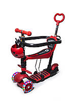 Самокат з захисним бортиком Scooter "Корівка" 5 в 1. Червоний