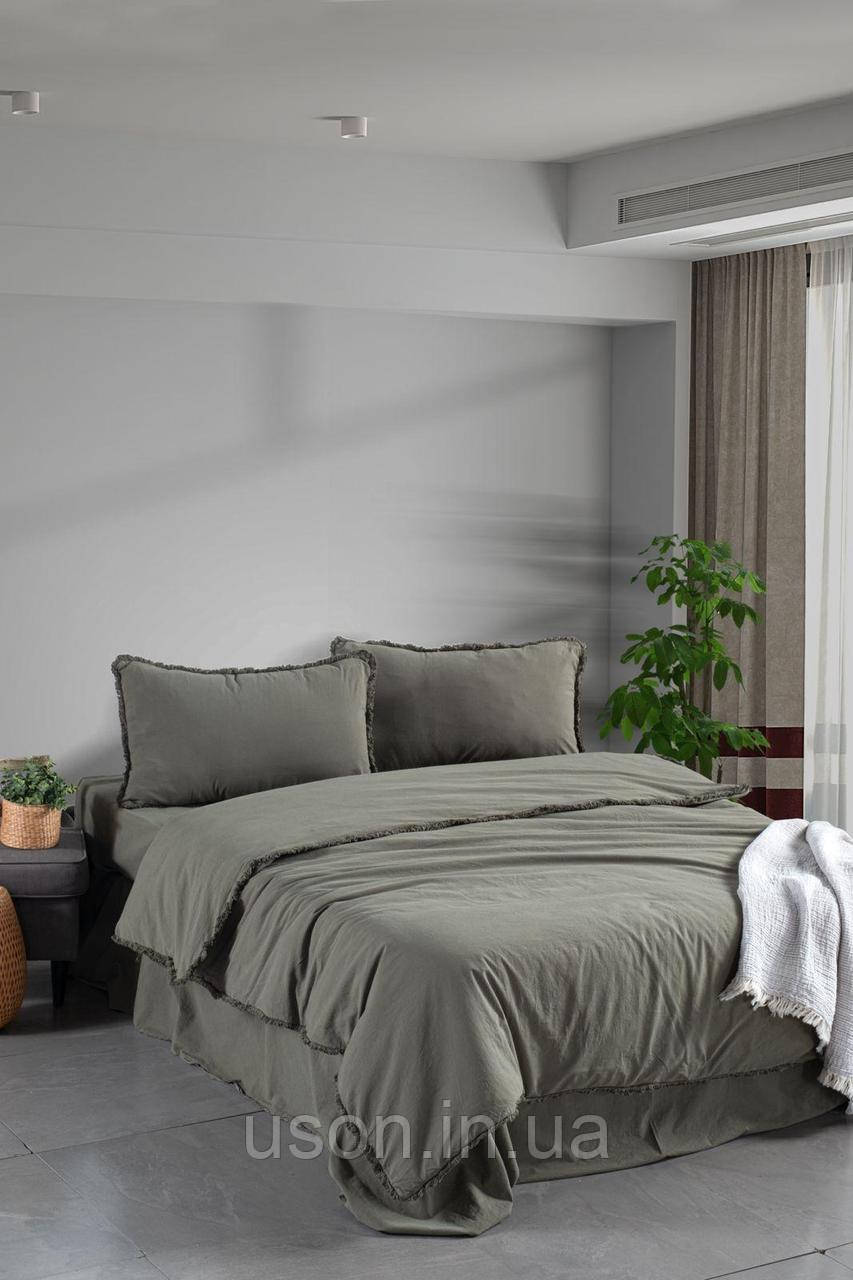Комплект постільної білизни з вареного бавовни ТМ Sikel Soho Firfirli 200 х 220 см Yesil, фото 1