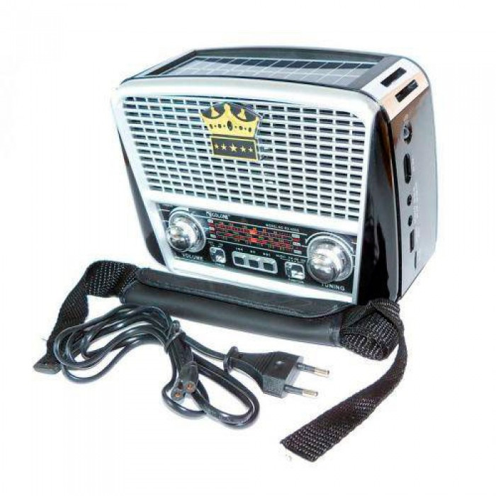 Радіоприймач Golon RX-455S + Bluetooth і сонячною панеллю Сірий