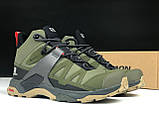Чоловічі кросівки Salomon X Ultra 4 Mid GTX термо повсякденні молодіжні темно-зелені, фото 3