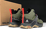 Чоловічі кросівки Salomon X Ultra 4 Mid GTX термо повсякденні молодіжні темно-зелені, фото 6