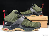 Чоловічі кросівки Salomon X Ultra 4 Mid GTX термо повсякденні молодіжні темно-зелені, фото 4