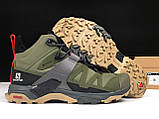 Чоловічі кросівки Salomon X Ultra 4 Mid GTX термо повсякденні молодіжні темно-зелені, фото 8