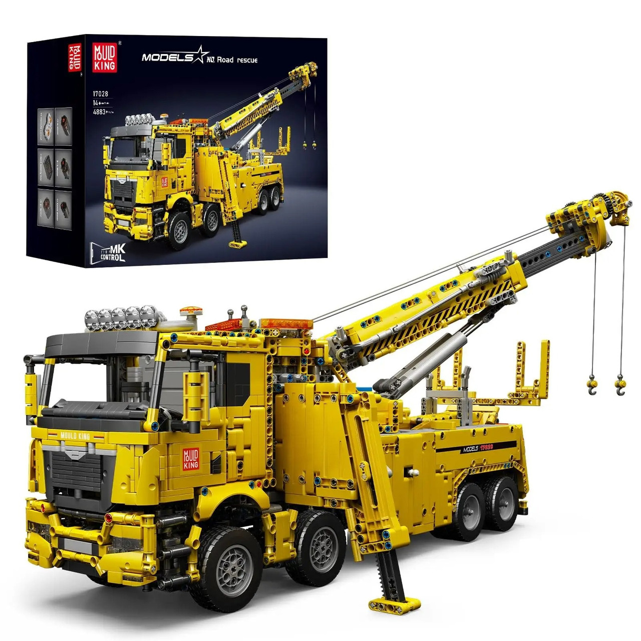 Конструктор дитячий "Евакуатор-тягач" із краном на дистанційному управлінні на 4883 деталі, жовтий, фото 1
