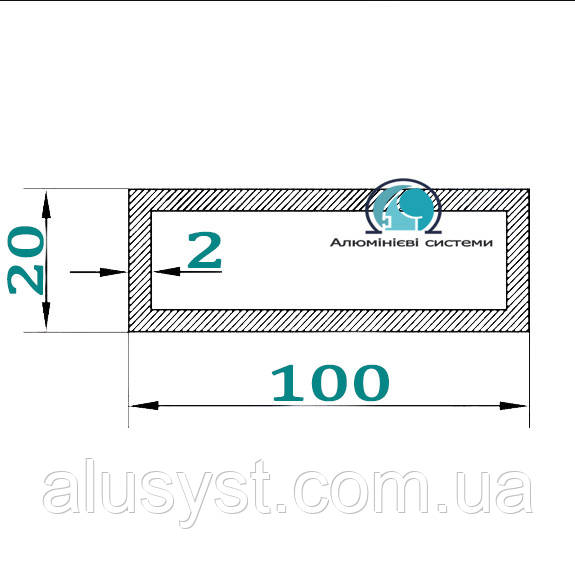 100х20х2 / 50см / труба прямокутна / без покриття
