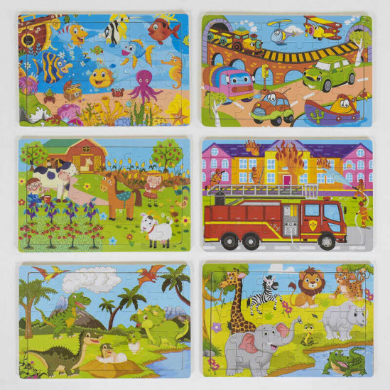 Деревяні пазли в рамці на 30 елементів C39050, різнокольорові