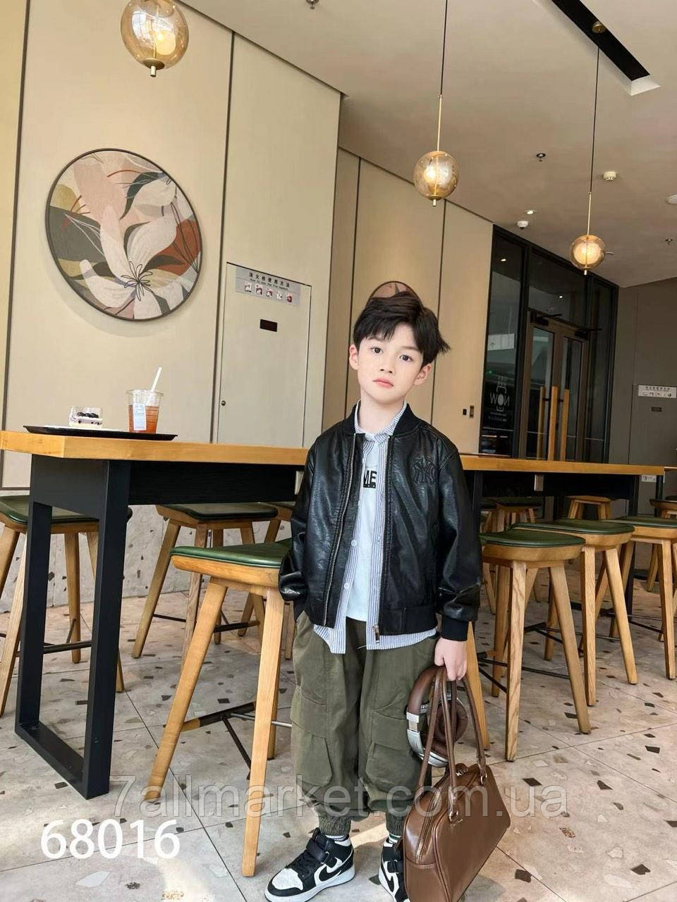Куртка-бомбер дитяча екошкіра на хлопчика 5-9 років "FUNTIK" купити гуртом в Одесі на 7 км
