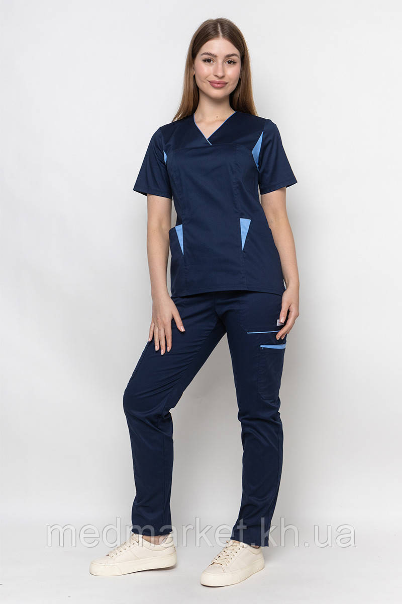 Костюм стрейч медичний Емелі, темно-синій
