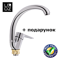 Змішувач для кухні Lidz Кухонний змішувач на гайці Високий латунний кран на мийку в кухню
