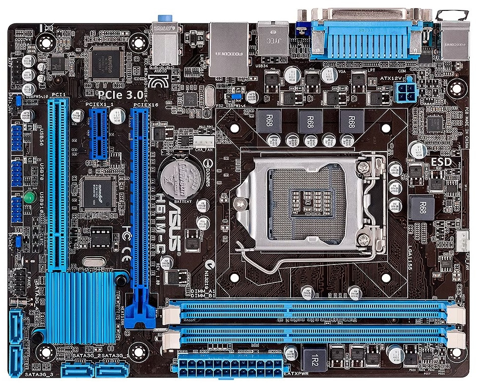Материнська плата Asus H61M-C (s1155, Intel H61, PCI-E x16)  OEM Bulk