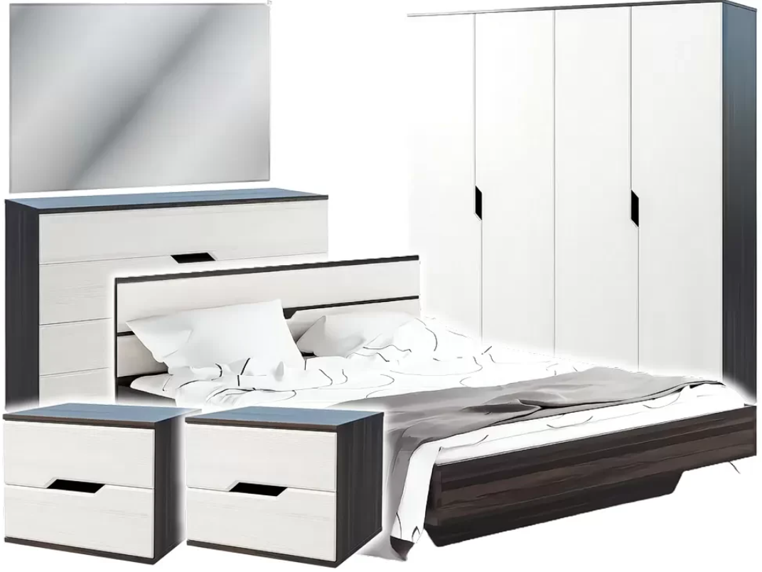 Комплект меблів в спальню Марія Дуб катанія чорний/Біле золото Світ Меблів купити в Одесі, Україні, фото 1