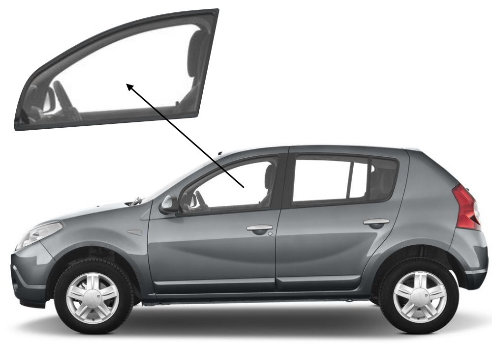 Бічне скло Renault Sandero 2008-2012 передніх дверей ліве, фото 1